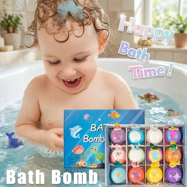 Bath Bombs + Surprise Ocean Toys Inside (Gift Box)